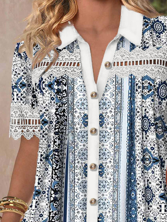 Women Half Sleeve V-neck Solid Color Dress