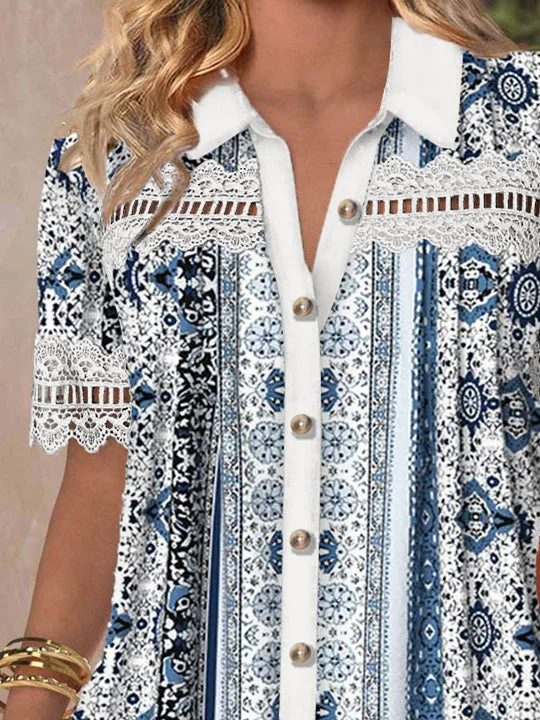 Women Half Sleeve V-neck Solid Color Dress