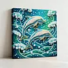 (25x25cm)DIY Dolphin Framed Handmade Pearl Painting Art Craft Kit Living Home Decor