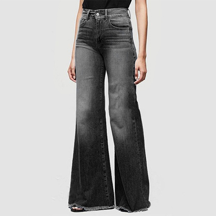 Vintage Washed Fringed Flared Jeans wearshes