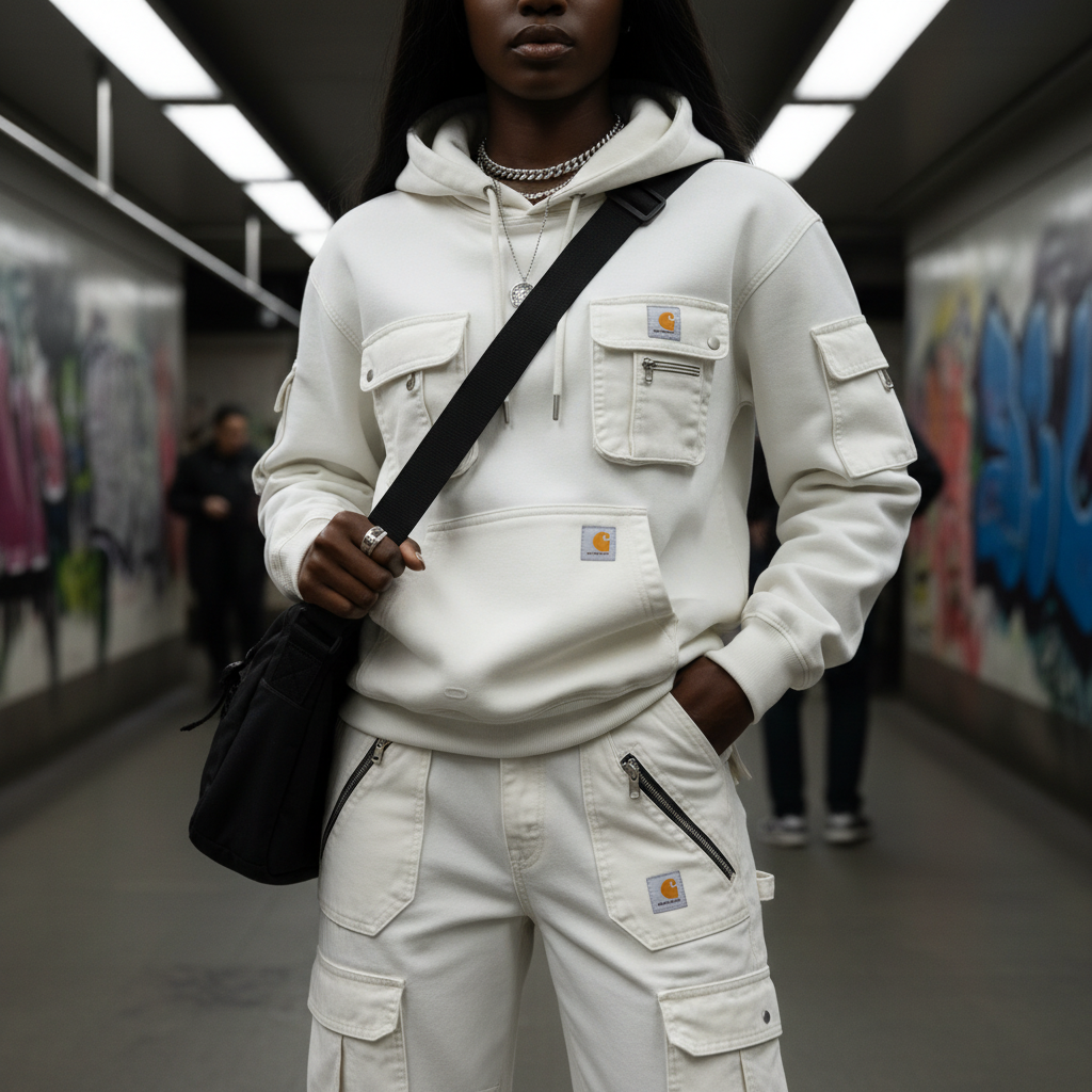 Street Style Multi-functional Multi-pocket Retro Washed Hooded Sweatshirt