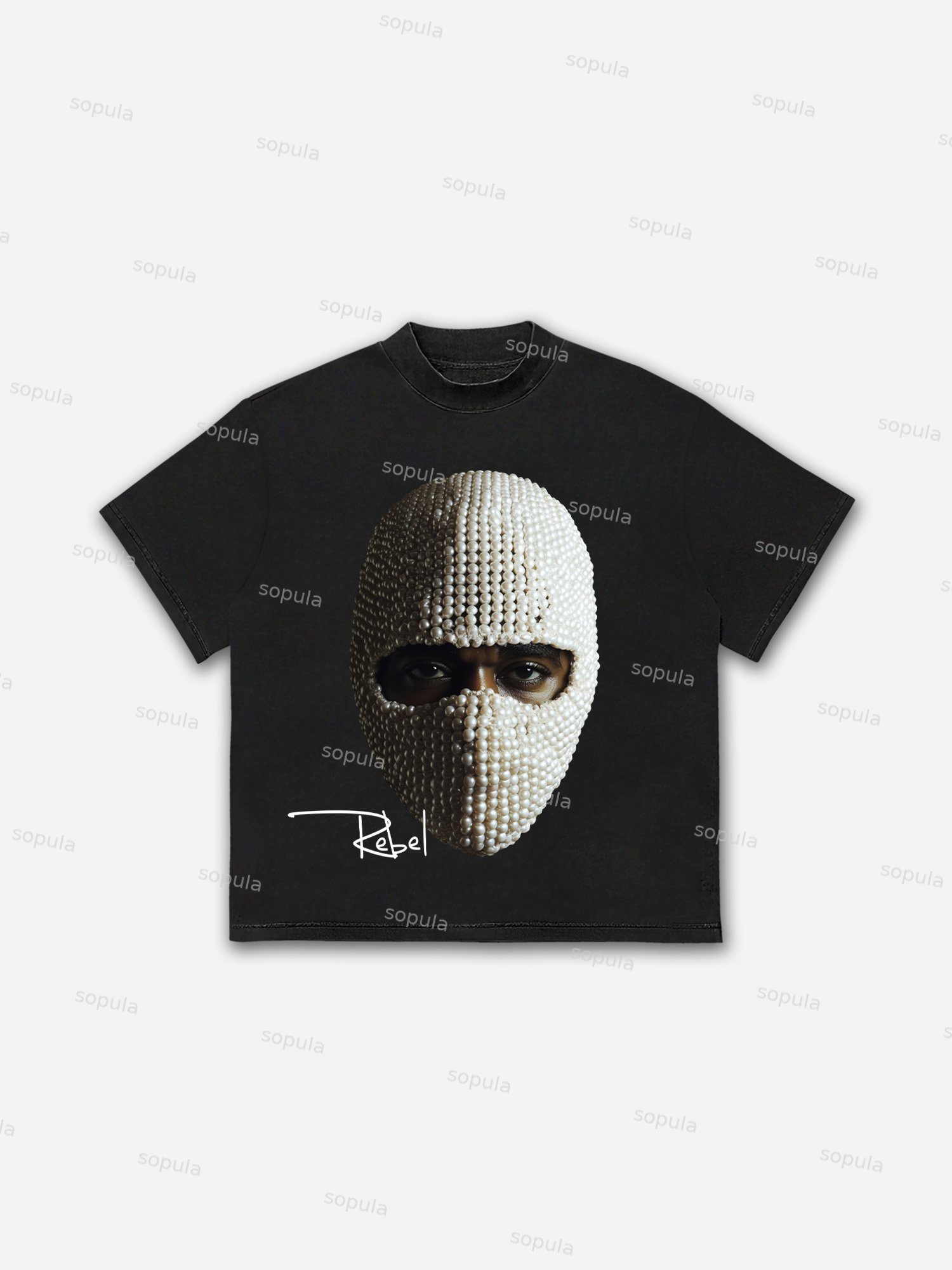 Jewelry Mask Portrait Graphic Cotton T-shirt - SOPULA