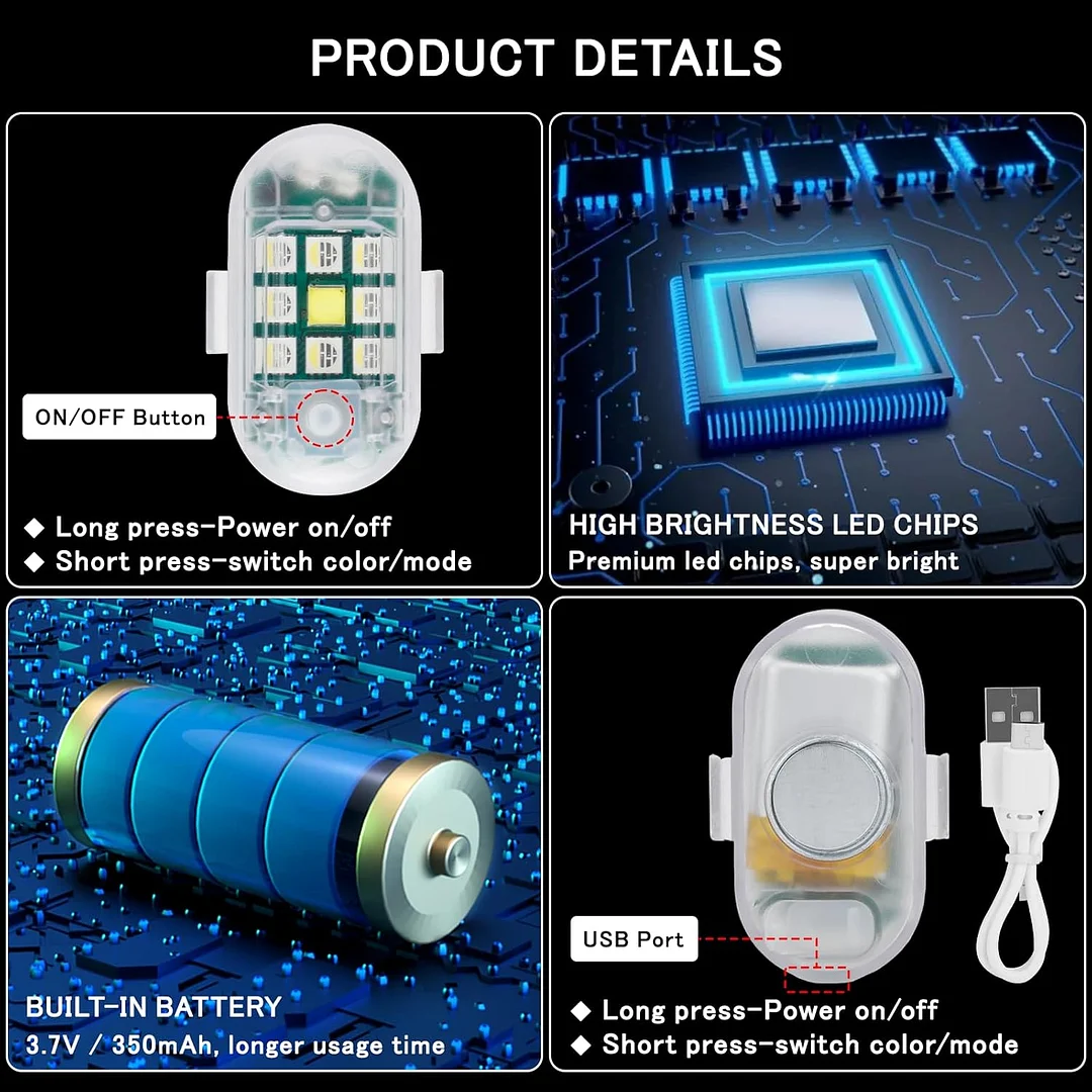 Wireless Remote Control Anti-Collision LED Strobe Light Kit