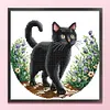Black Cat In Garden-11CT Stamped Cross Stitch 37*37cm/14.57*14.57in tapestrymarket