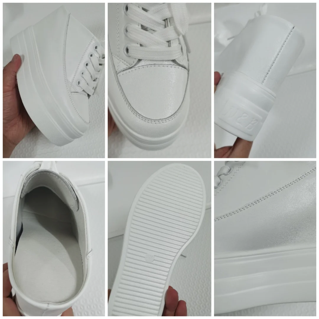 Fujin 11cm Platform Wedge Women Shoes Mules Genuine Leather Hidden Heel Women Summer Shoes Slides Sandals Slippers Spring Autumn