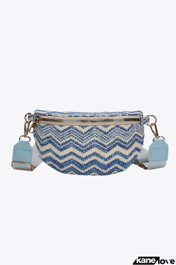 Chevron Straw Sling Bag