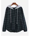 New ladies checkered hooded long sleeve sweater