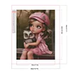 Diamond Painting -DIY Round Drill Girl with Pet Character(35x45 CM)