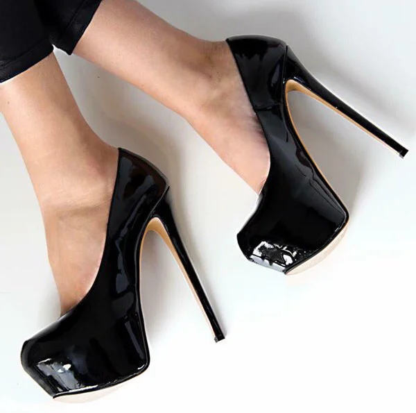 Black Patent Platform Stiletto Heels Dress Pumps Vdcoo