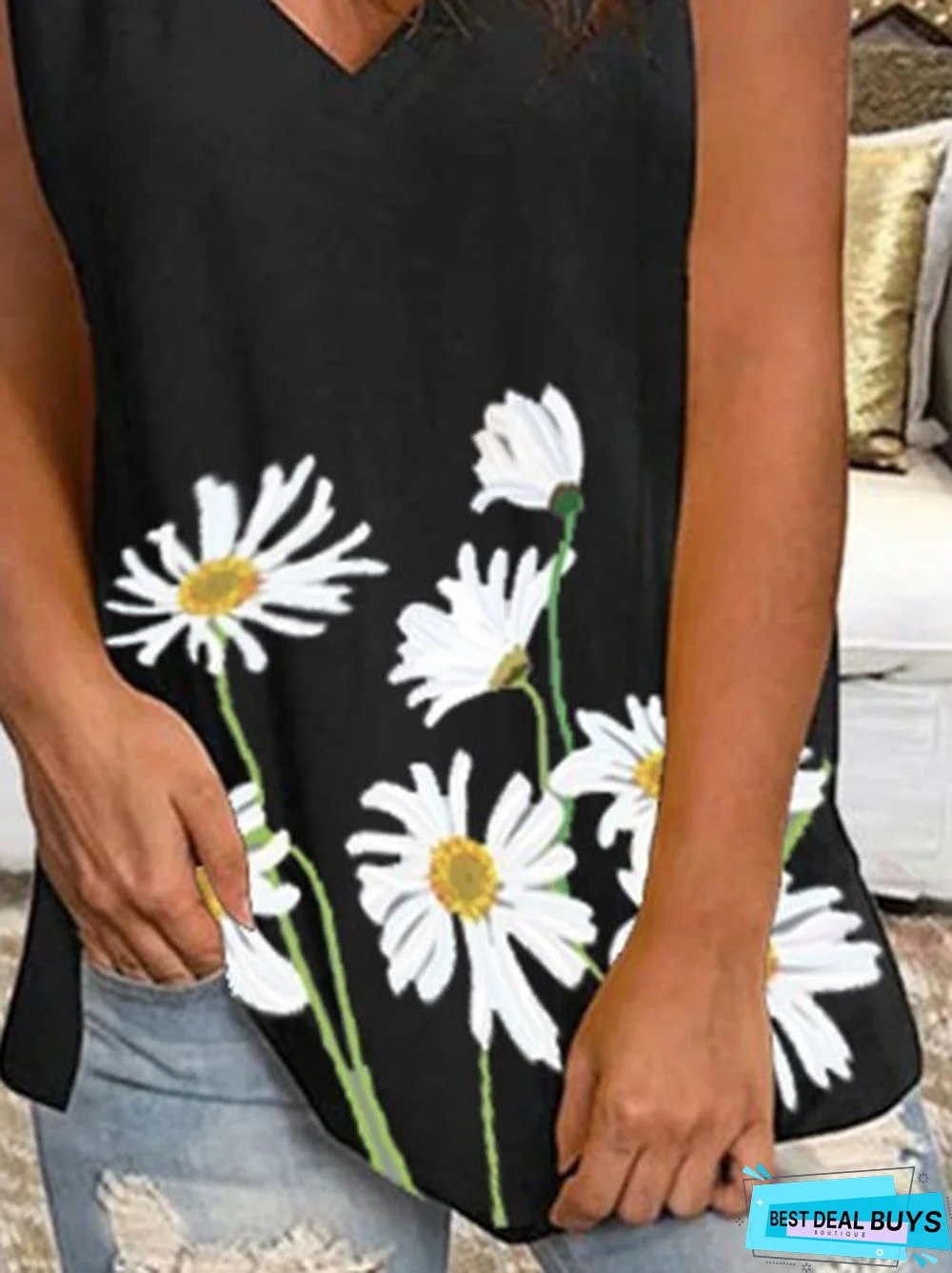 Black Shift Floral Knitted Holiday Tunic Tank & Cami