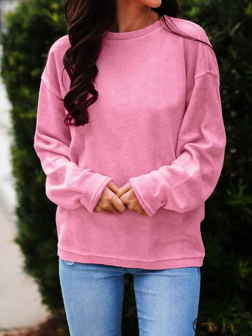 Blue Casual Solid Crew Neck Shirt & Top | IFYHOME