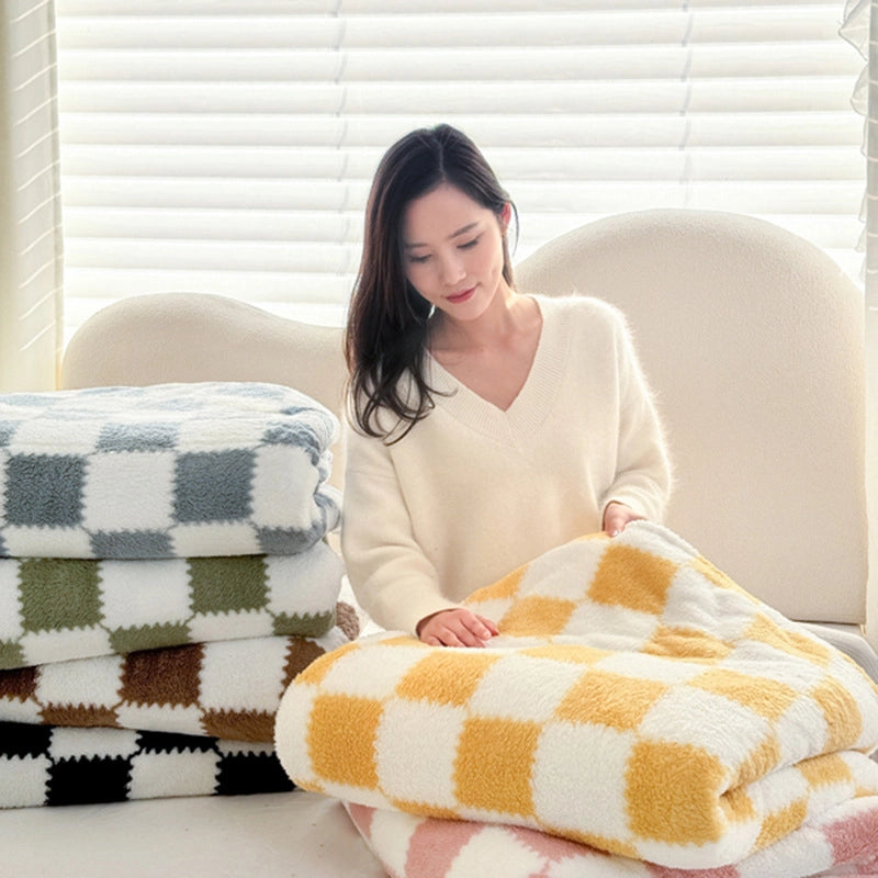 Casual Elegant Glam Lattice Flannel Fabric Blanket Couch & Sofa Decor