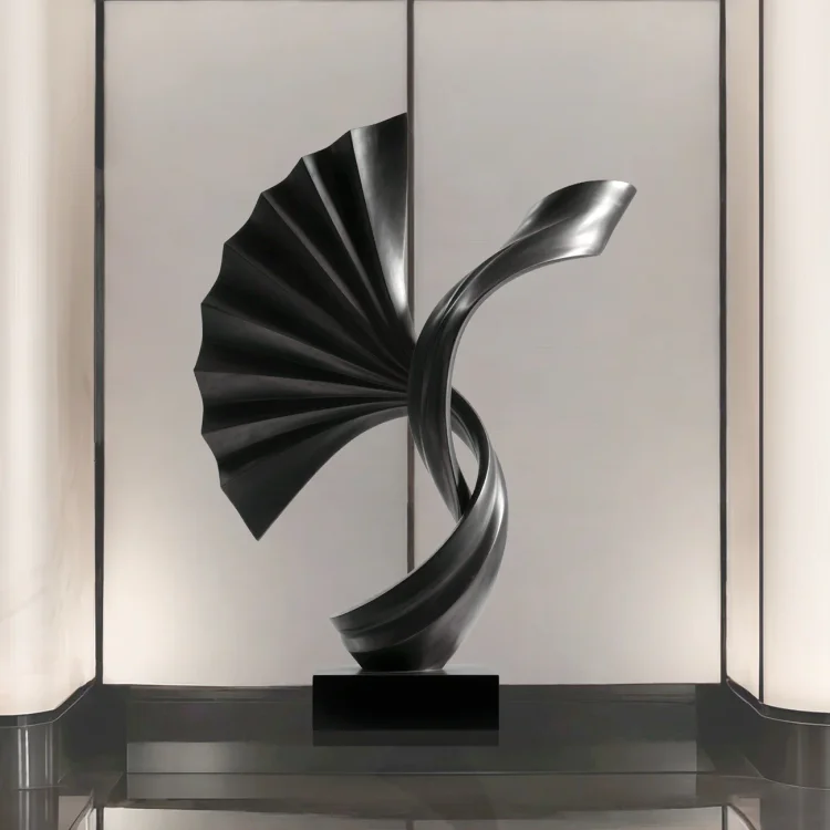 Momentum &ndash; Modern Abstract Black Stainless Steel Sculpture for Luxury Interiors & Contemporary Spaces