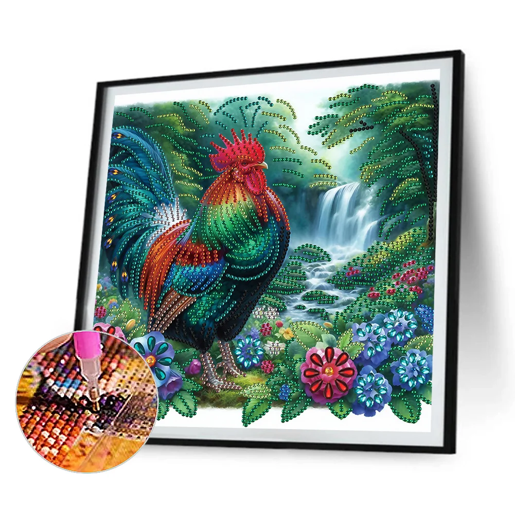 4pcs Diamond Painting - Partial Special Shaped Drill - Chicken(Canvas|30*30cm)