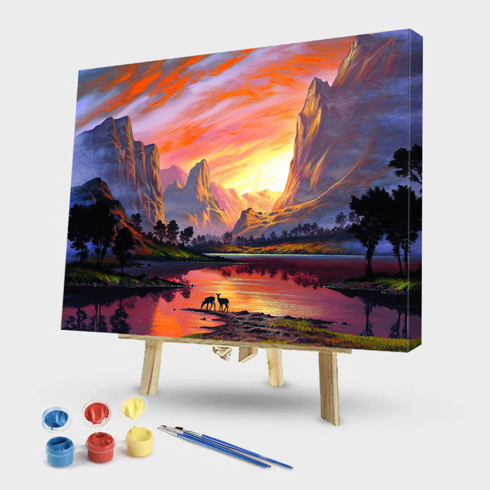 

40x50cm - Paint By Numbers Mountain Sunset, 501 Original