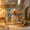 Golden Dog with Sunflowers Partial Drill Diamond Painting Kit 30x30cm Special Shaped Diamonds DIY Craft for Adults Beginners Home Decor