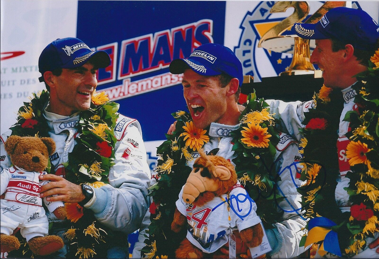 Signed Tom KRISTENSEN Le Mans 24hr Podium AUDI AUTOGRAPH 12x8 Photo Poster painting AFTAL COA