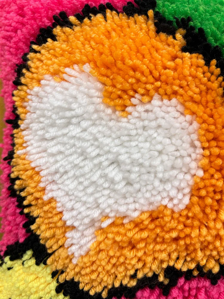 Colorful Love Latch Hook Pillow Kit Hooked Cushion Set for Adult