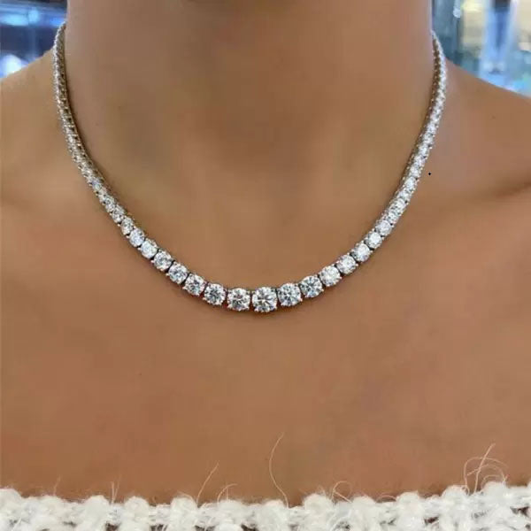 Round Cut Graduated Fine Necklace
