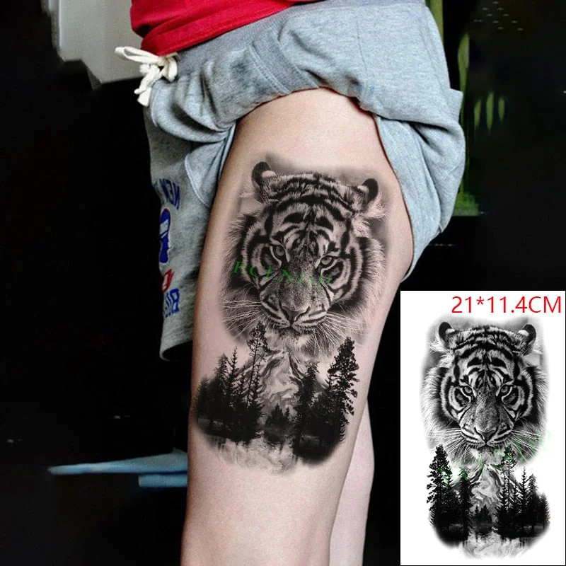 Waterproof Temporary Tattoo Sticker Wolf Forest Moon Tree Bear Animal Fake Tatoo Flash Tatto Arm Leg Body Art for Women Men