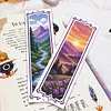 14CT 2 Strands Cross Stitching Bookmark Kit 6PCS Single-Sided Stamped Embroidery Page Marker Set Vintage Stamped Cross Stitch Page Charm for Teachers Bookworms Women Readers (Mountain Scenery)