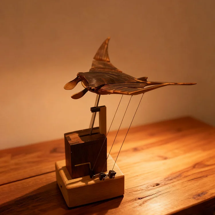 Upgraded Version Handmade Wooden Electric Bionic Manta Ray Ornament