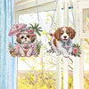 2Pcs Diamond Painting Puppy Diamond Painting Pendant for Garden Window Decor