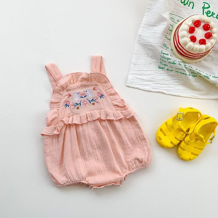 Baby Embroidered Ruffled Flower Overall