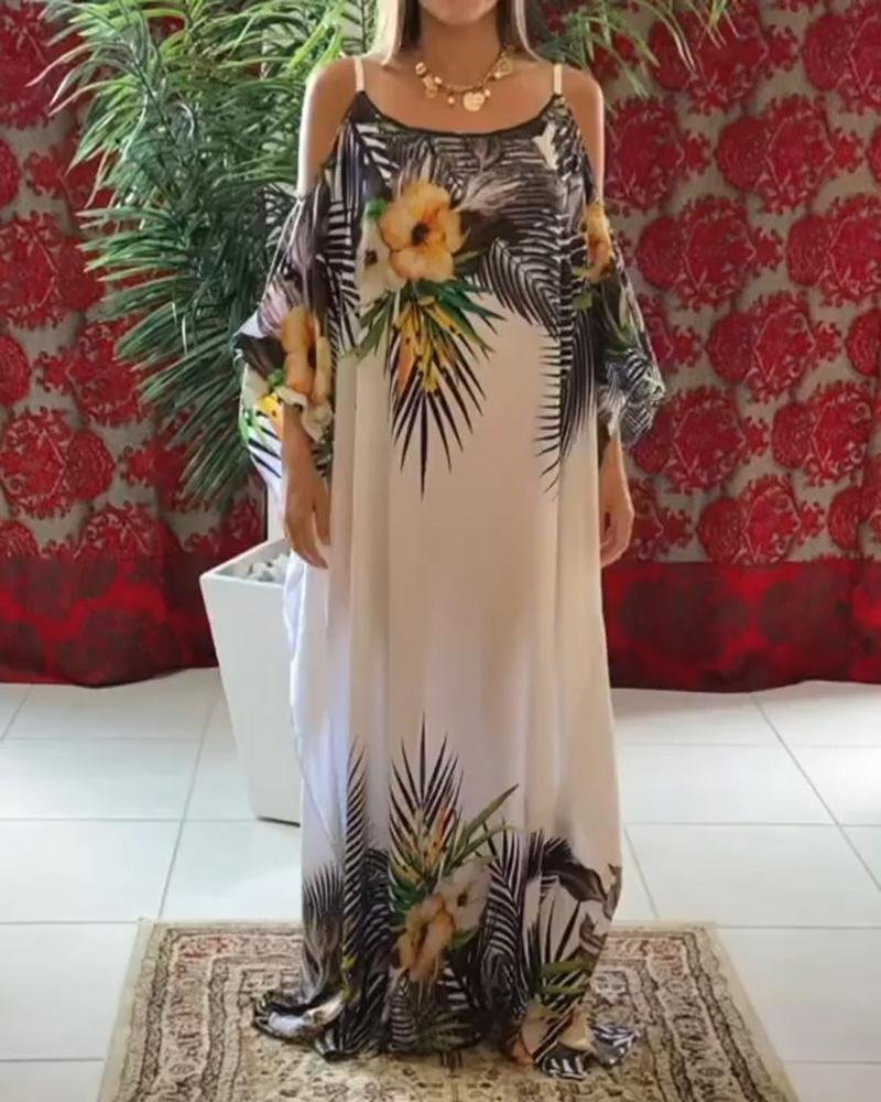 WOMEN'S ETHNIC STYLE PRINTED  CASUAL KAFTAN MAXI DRESS-030924