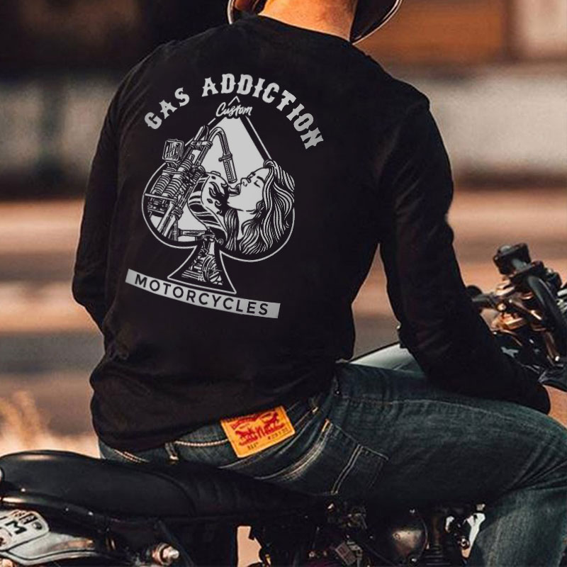 GAS ADDICTION MOTORCYCLES Lady Graphic Black Print Sweatshirt