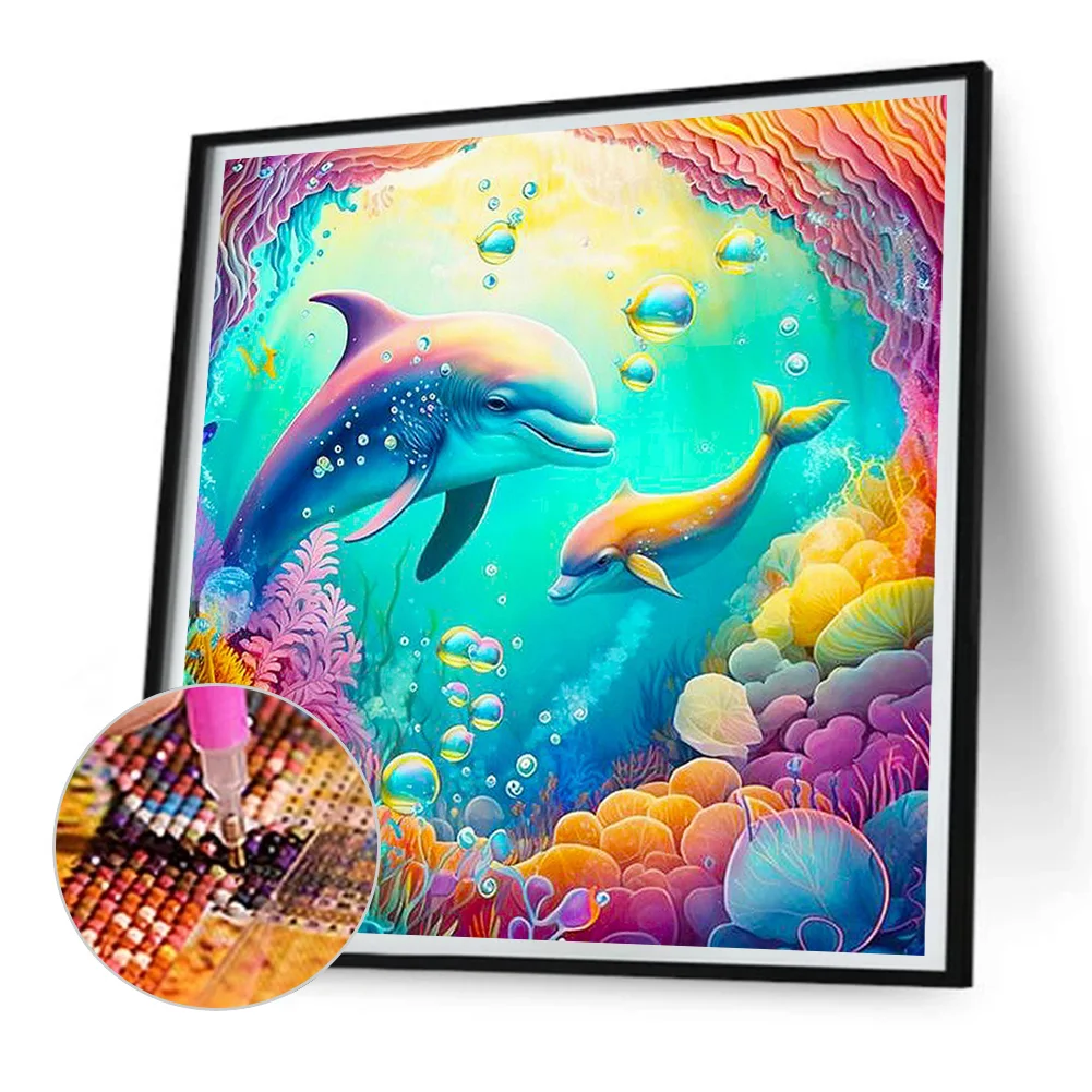 Diamond Painting - Full Round Drill - Dolphin(Canvas|30*30cm)