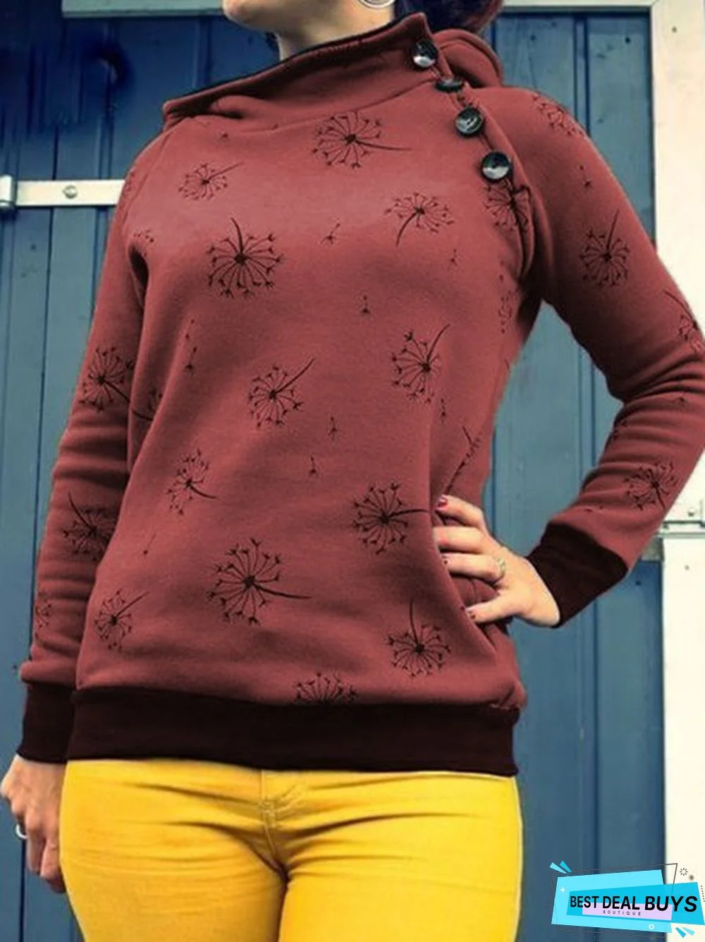Casual Floral-Print Sweatshirts