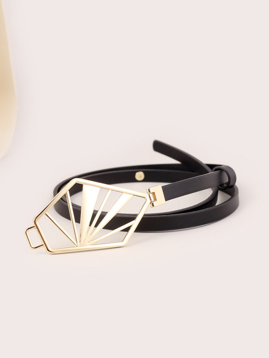 Women's Neutral - Brown Minimalist Leather Geometric Belt MDA0660H5I