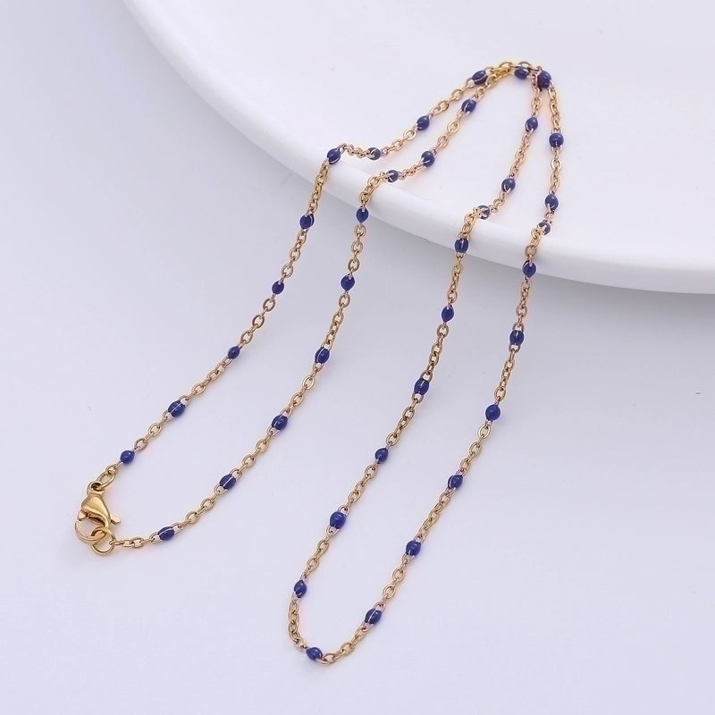 2 Pieces 304 Stainless Steel 18K Gold Plated Hawaiian Bohemian Epoxy Plating Geometric Necklace
