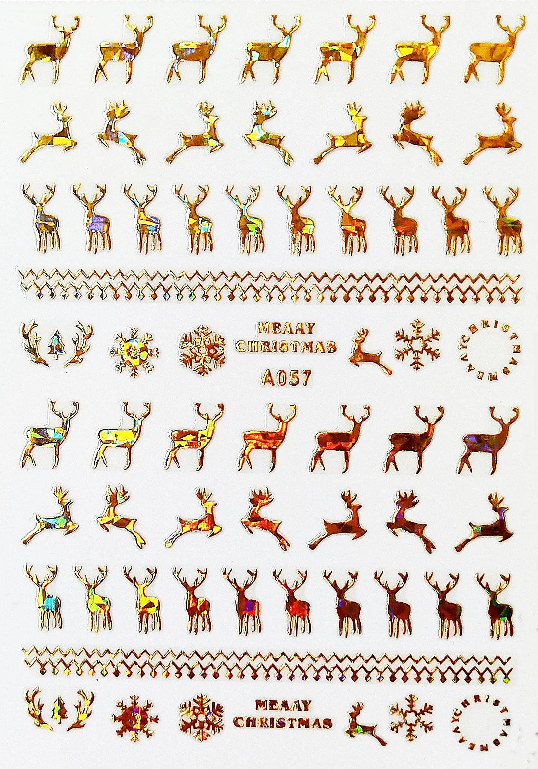 Merry Christmas 3D Elk Nail Art Decals Nail Sticker Manicure Red Laser Gold Silver White Snow Sticker for Nail Design Decoration-Nail Inspo