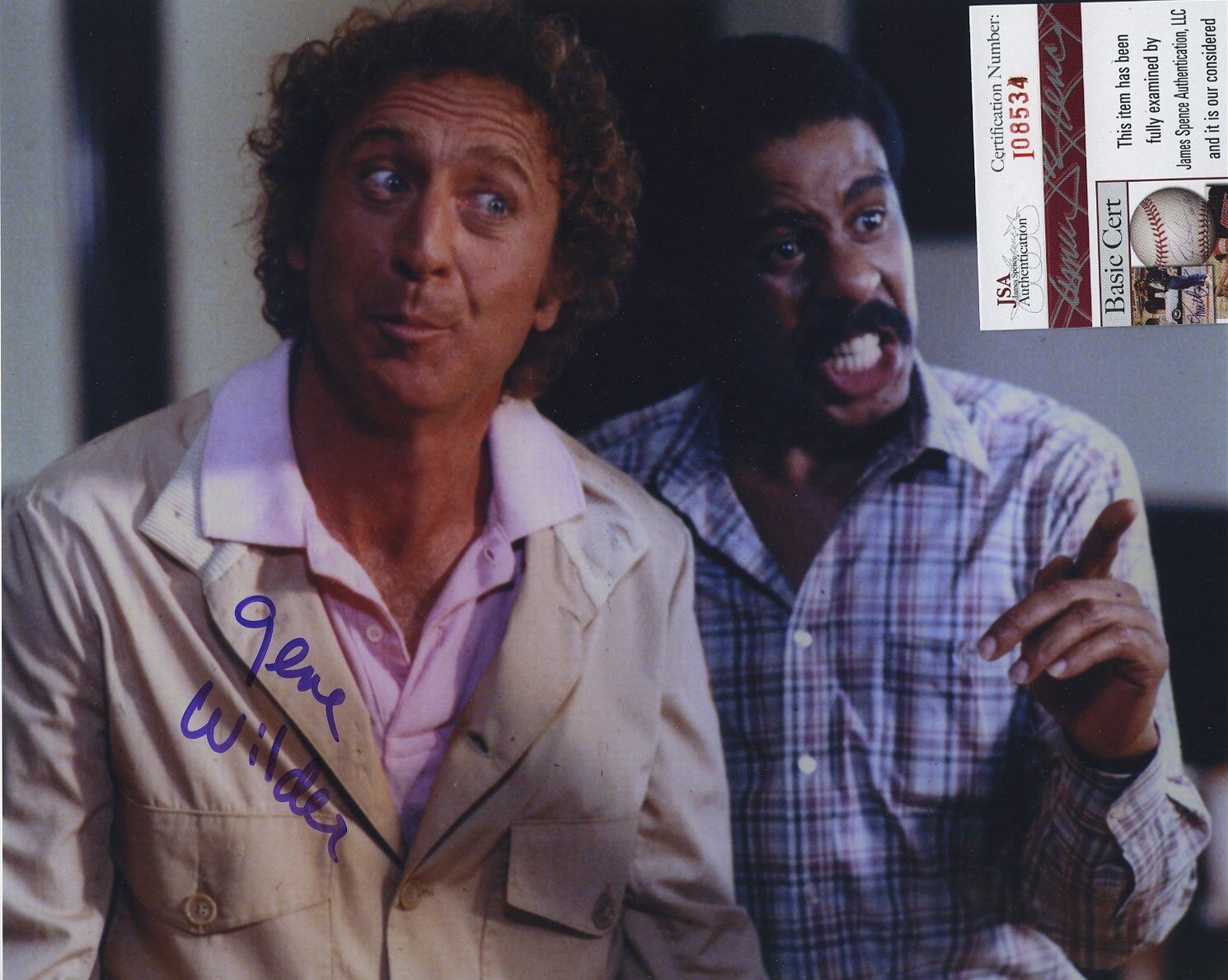 GENE WILDER SIGNED AUTOGRAPHED STIR CRAZY COLOR Photo Poster painting JSA SPENCE COA