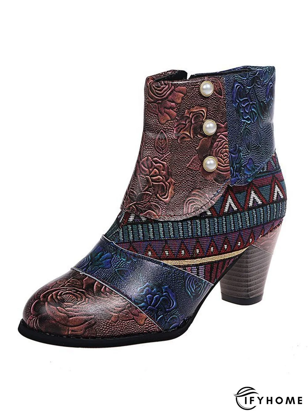 Personalized Ethnic Pearl Stitching Ankle Boots | IFYHOME