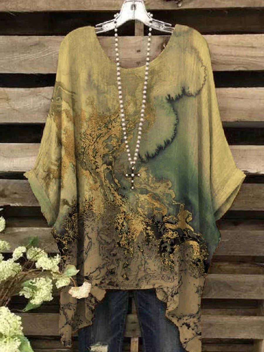 Women 3/4 Sleeve Scoop Neck Graphic Floral Printed Women Tops