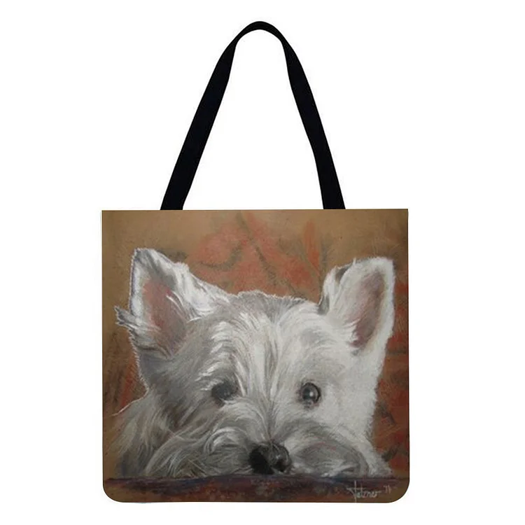 Westie Dog - Linen Tote Bag