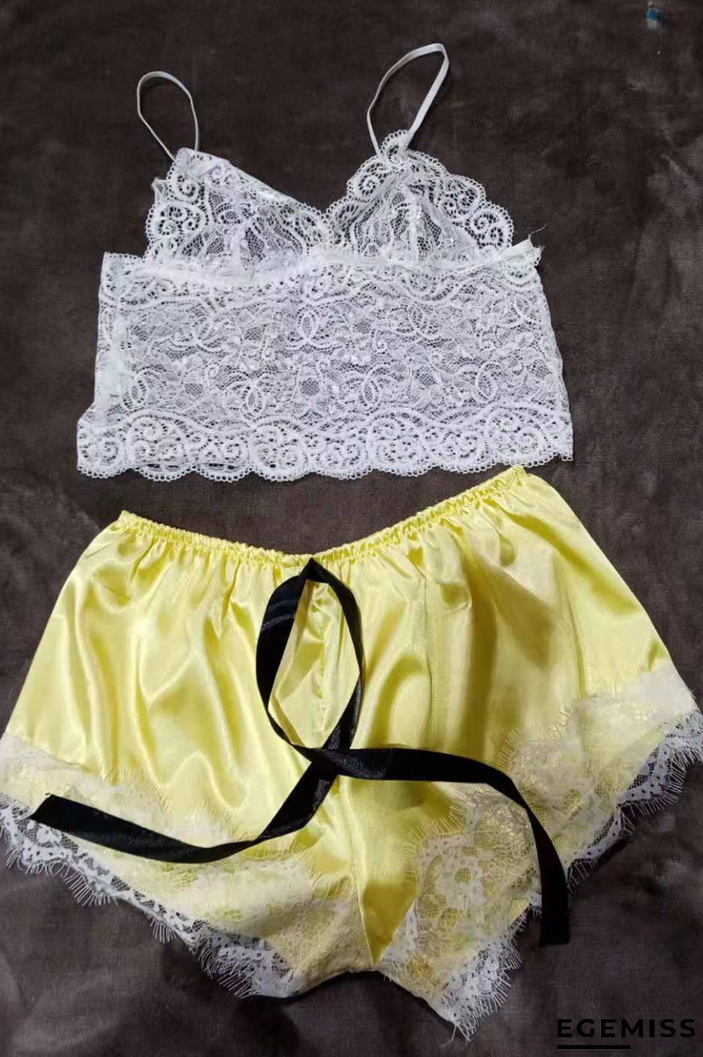 Golden Yellow Sexy Fashion Lace Suspender Pajamas | EGEMISS