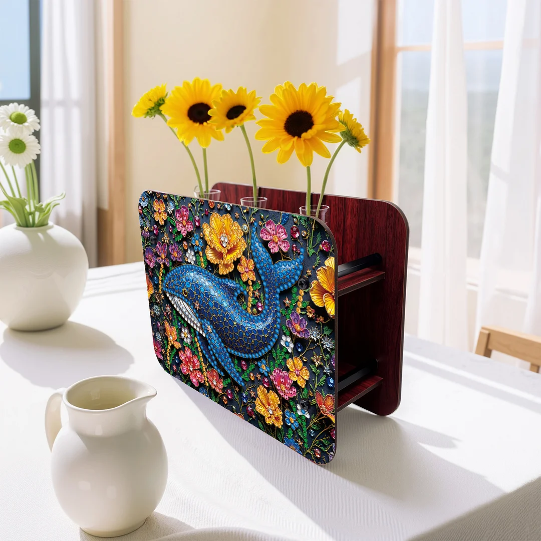 Gem Dolphin DIY Diamond Painting Wooden Tube Vase for Adults Gift Home Decor