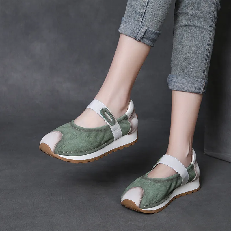 Yyvonne Layer Of Cowhilla Retro Color Mary Treasure Shoes Women 2025 Spring And Summer New Word With Flat Bottoms With Shallow Single Shoes