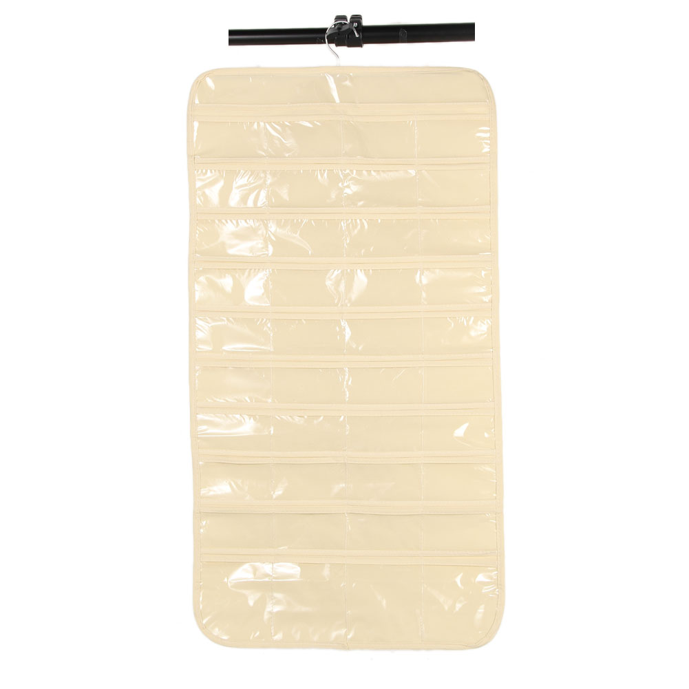 

80 Pocket Jeelry Hanging Storage Organizer Holder Earring Bag, Beige, 501 Original