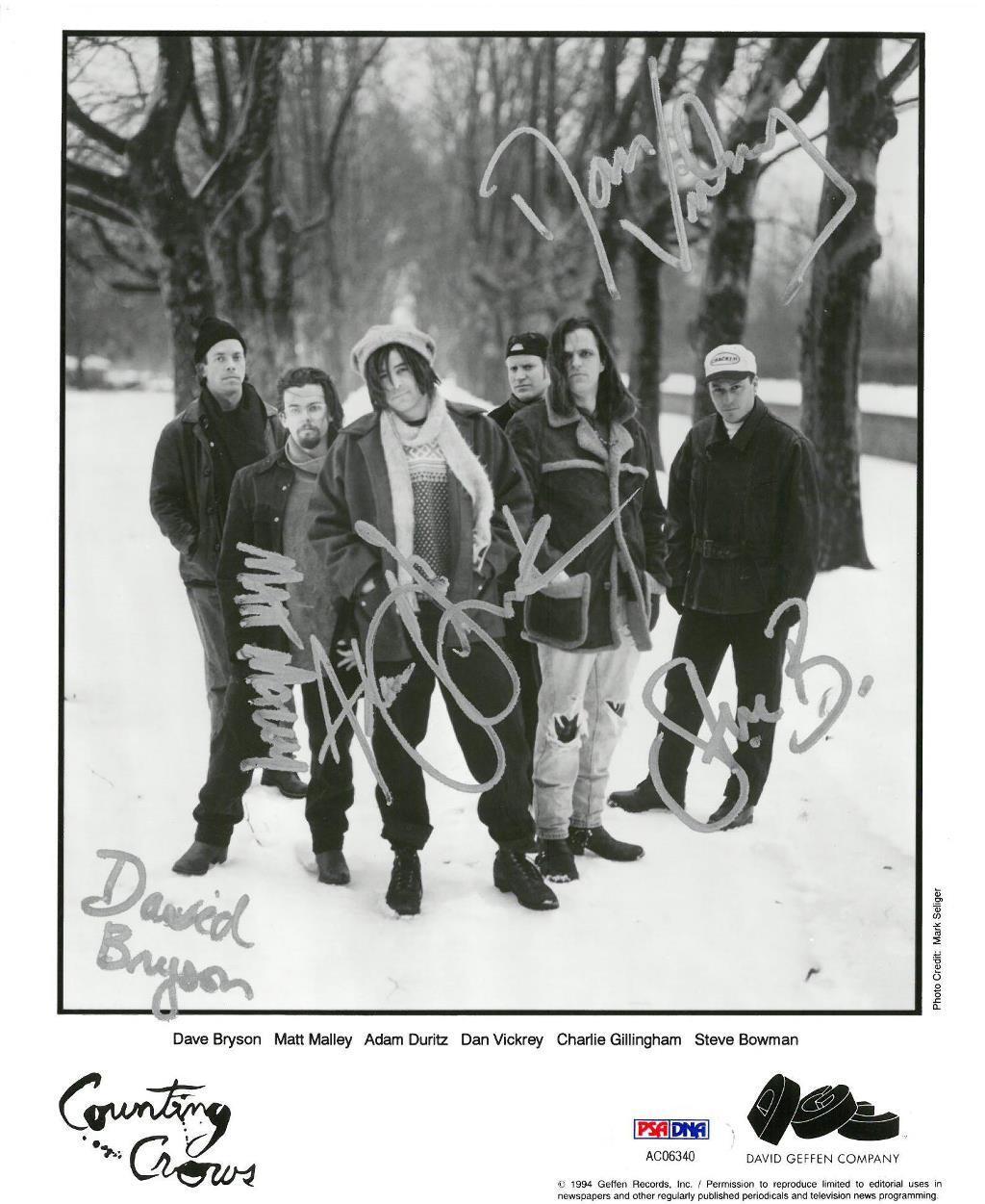 Counting Crows Signed Autographed 8x10 B/W Photo Poster painting (5 Sigs) PSA/DNA #AC06340