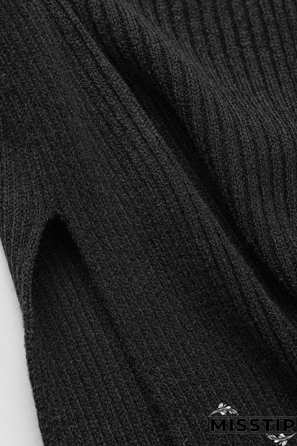 Red Street Solid Patchwork Slit Asymmetrical Turtleneck Tops