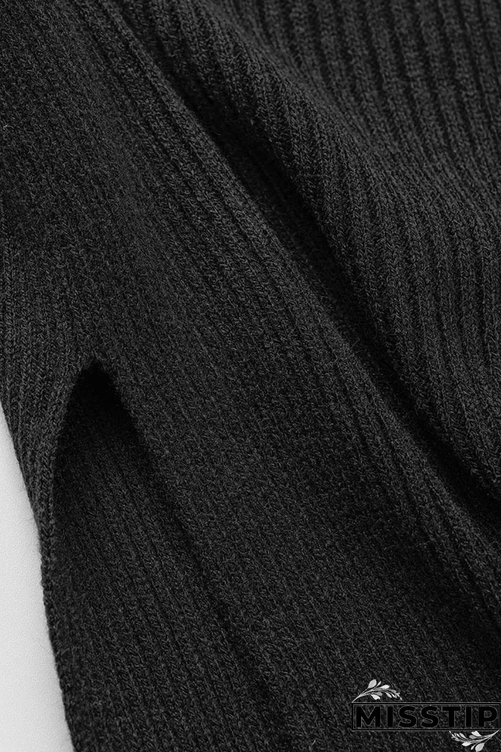 Red Street Solid Patchwork Slit Asymmetrical Turtleneck Tops