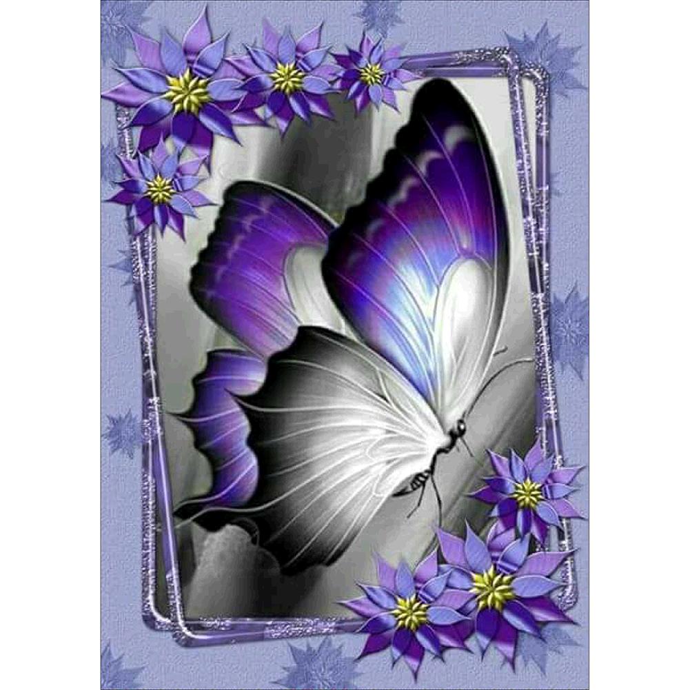 Diamond Painting -Full Round Drill Purple Butterfly