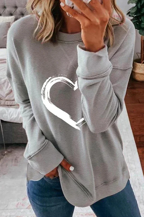 Casual Print Basic Contrast O Neck Hoodies(4 Colors)