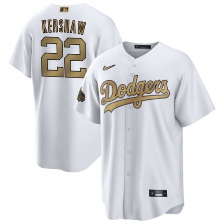 Men's Los Angeles Dodgers #22 Clayton Kershaw 2022 All-Star White Cool Base Stitched Baseball Jersey IX3D