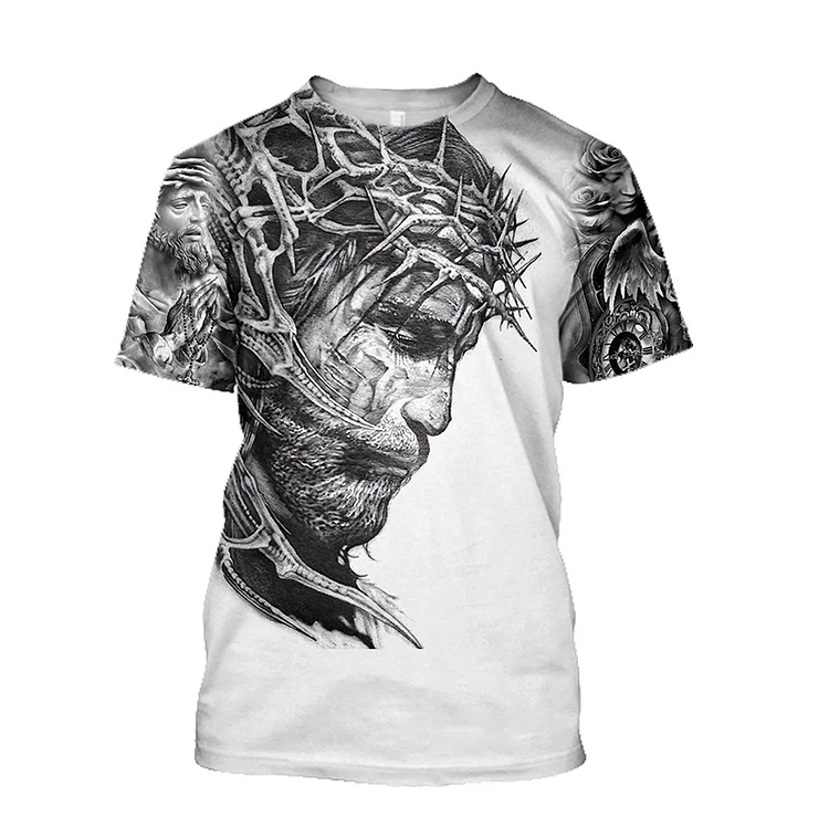 Cross Christ Jesus Short Sleeve Streetwear Men's T-Shirts at Hiphopee